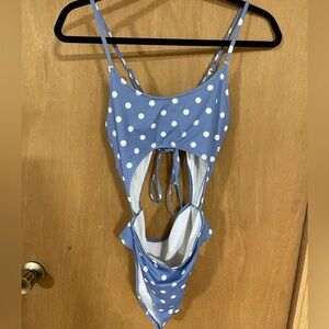 Blue polka dot bathing suit